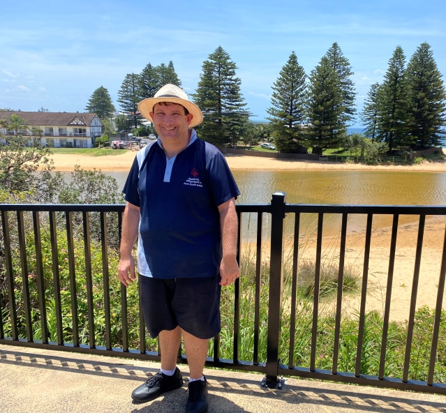 Young man enjoying a walk at Terrigal Lagoon