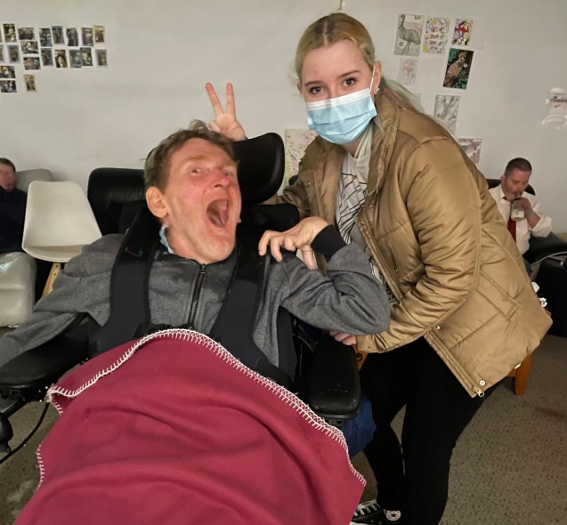 Man having a laugh with a Coastlink carer